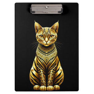 Illustration einer goldenen verzierten Katze Klemmbrett