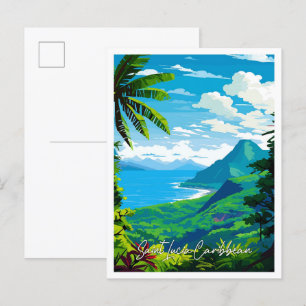 Illustration einer Karibik-Reise nach Saint Lucia Postkarte