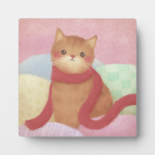 Illustration einer Katze mit rotem Schal Fotoplatte