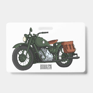 Illustration einer Militär-Cruiser-Motorrad-Cartoo Ausweis