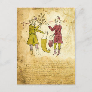 Illustration einer mittelalterlichen Kräuterhandsc Postkarte