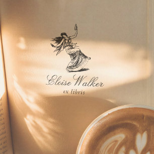 Illustration einer mythischen Nymphe Ex Libris Buc Gummistempel