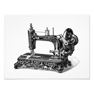Illustration einer Nähmaschine aus dem 19. Jahrhun Fotodruck