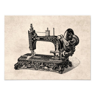Illustration einer Nähmaschine aus dem 19. Jahrhun Fotodruck