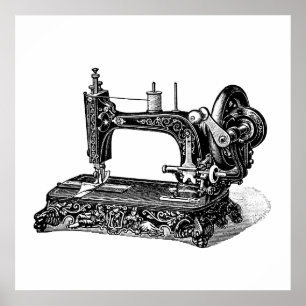 Illustration einer Nähmaschine aus dem 19. Jahrhun Poster