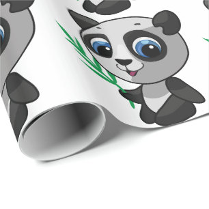 Illustration einer niedlichen Wildpanda mit Bambus Geschenkpapier