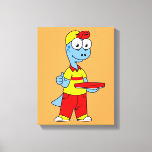 Illustration einer Person, die Brontosaurus liefer Leinwanddruck