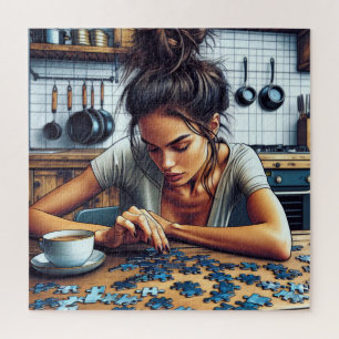 Illustration einer Puzzle-Frau Puzzle