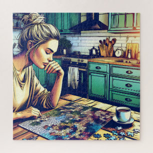 Illustration einer Puzzle-Frau Puzzle