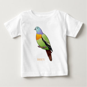 Illustration einer rosa-nackigen grünen Taube im C Baby T-shirt