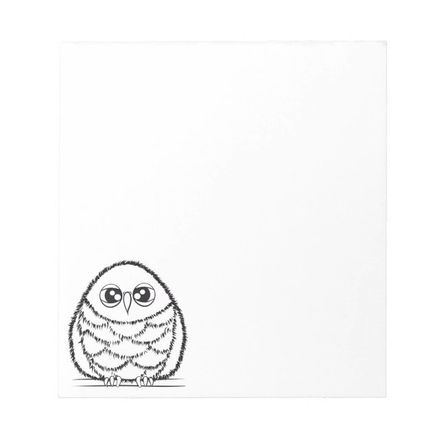 Illustration einer Schwarz-Weiß-Eule Notizblock (Vorderseite)