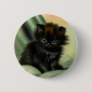 Illustration einer schwarzen Vintage-Katze Button