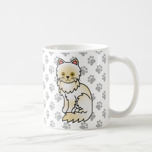 Illustration einer süßen Cartoon-Katze in Cremefar Kaffeetasse