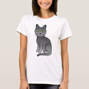 Illustration einer süßen russischen Blaukatze im C T-Shirt