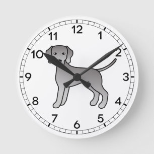 Illustration einer süßen Weimaraner-Hunde-Cartoon Runde Wanduhr