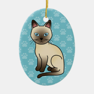 Illustration einer Tonkinese-Katze in hellbeiger F Keramik Ornament