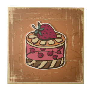 Illustration einer Torte im Retro-Stil Fliese