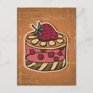 Illustration einer Torte im Retro-Stil Postkarte