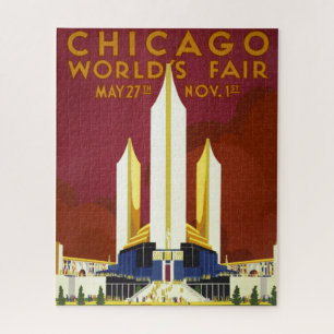 Illustration einer Vintage-Anzeige der Chicago Wor Puzzle