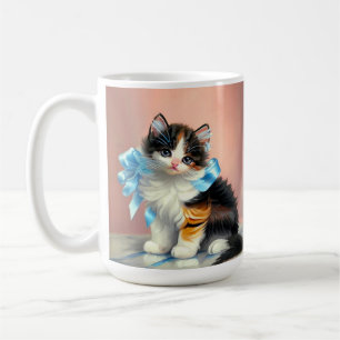 Illustration einer Vintage Calico-Katze Kaffeetasse