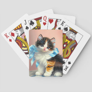 Illustration einer Vintage Calico-Katze Spielkarten