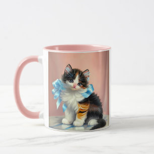 Illustration einer Vintage Calico-Katze Tasse