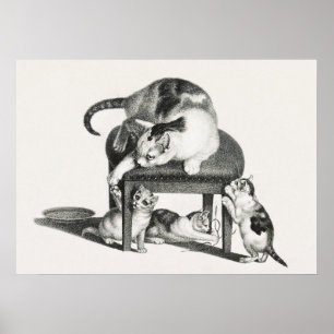 Illustration einer Vintage-Katze Poster