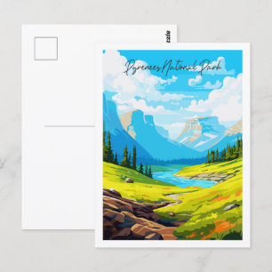 Illustration einer Vintage-Reise zum Pyrenäen-Nati Postkarte