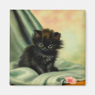 Illustration einer Vintage-Schwarzen Katze Magnet