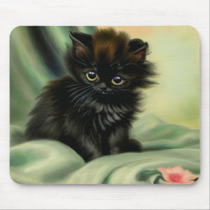 Illustration einer Vintage-Schwarzen Katze Mousepad