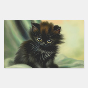 Illustration einer Vintage-Schwarzen Katze Rechteckiger Aufkleber