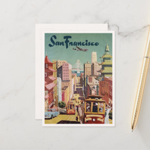 Illustration einer Vintage-Straßenbahn aus San Fra Postkarte