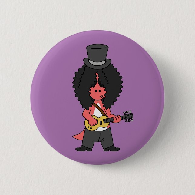 Illustration eines Allosaurus, der als Rockstar ve Button (Vorderseite)