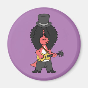 Illustration eines Allosaurus, der als Rockstar ve Magnet