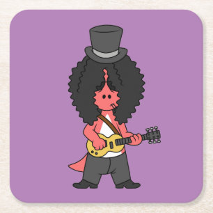 Illustration eines Allosaurus, der als Rockstar ve Rechteckiger Pappuntersetzer