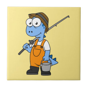 Illustration eines Allosaurus-Fischers. Fliese