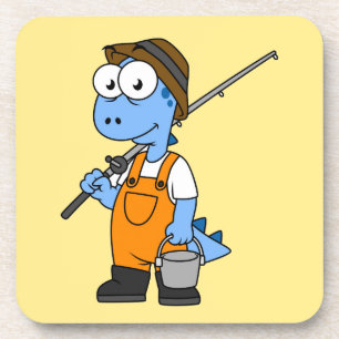 Illustration eines Allosaurus-Fischers. Getränkeuntersetzer