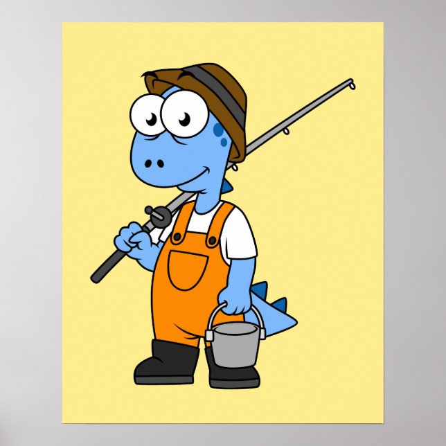 Illustration eines Allosaurus-Fischers. Poster (Vorne)