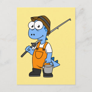 Illustration eines Allosaurus-Fischers. Postkarte