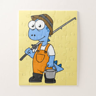 Illustration eines Allosaurus-Fischers. Puzzle