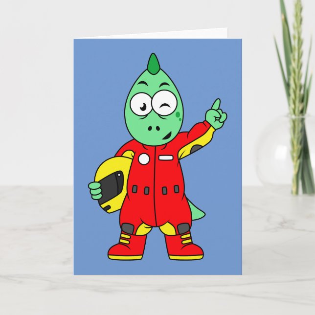 Illustration eines Allosaurus Rennfahrers. Karte (Vorderseite)