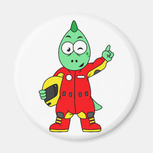 Illustration eines Allosaurus Rennfahrers. Magnet