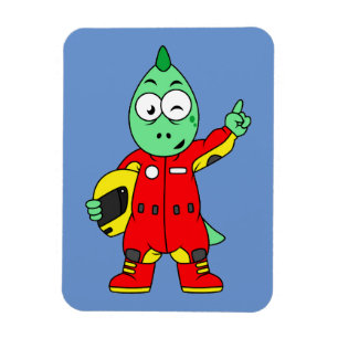 Illustration eines Allosaurus Rennfahrers. Magnet