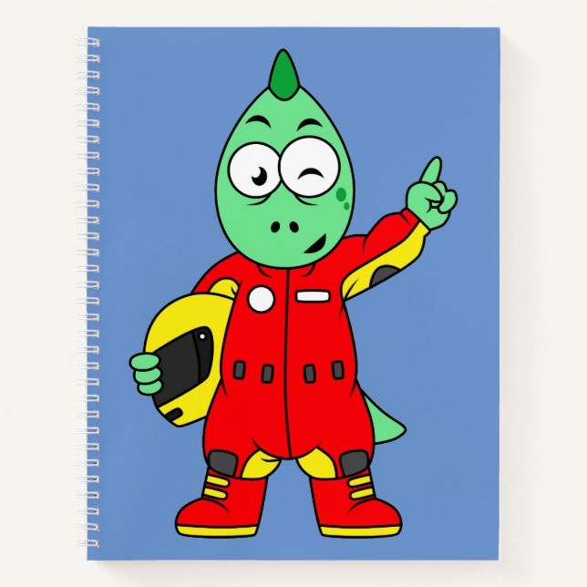 Illustration eines Allosaurus Rennfahrers. Notizbuch (Vorderseite)