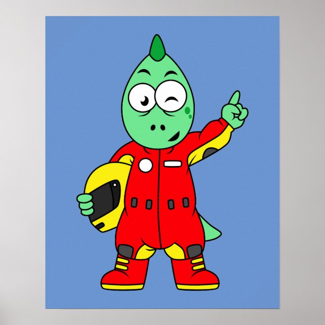 Illustration eines Allosaurus Rennfahrers. Poster (Vorne)