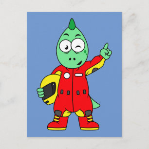 Illustration eines Allosaurus Rennfahrers. Postkarte