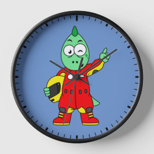 Illustration eines Allosaurus Rennfahrers. Uhr