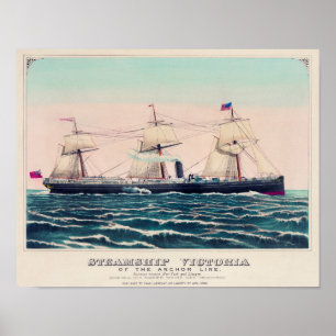 Illustration eines alten Dampfers Poster