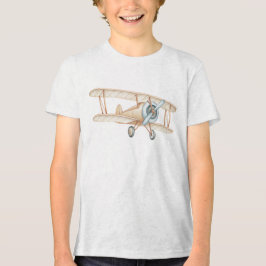 Illustration eines alten Doppeldeckerflugzeugs Tri-Blend Shirt