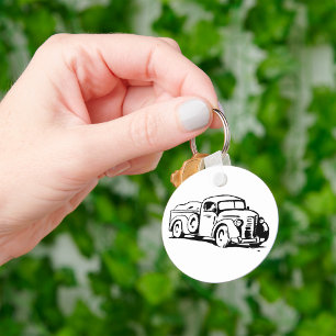 Illustration eines alten Farm-Pickup-Trucks Schlüsselanhänger